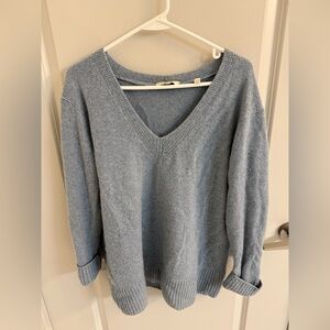 Vince Soft Cashmere Blue V-Neck Sweater